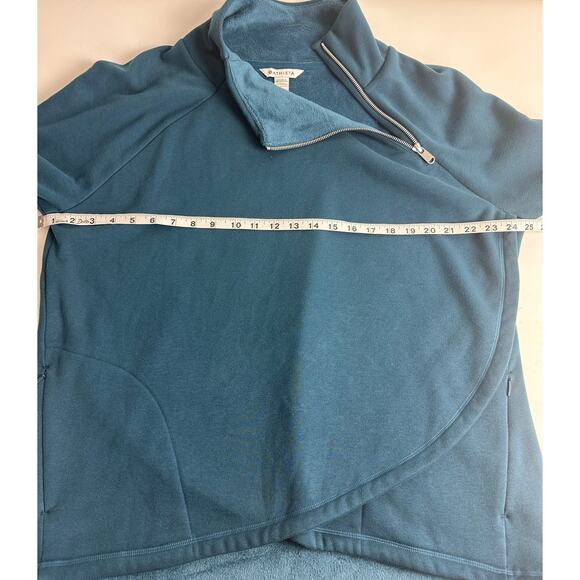 Athleta Size 1X Cozy Karma Asym Pullover Sweater Fleece Athleisure Blue Teal - Picture 7 of 10